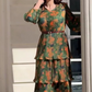 Women's Elegant Printed Flowy V-Neck Dresses