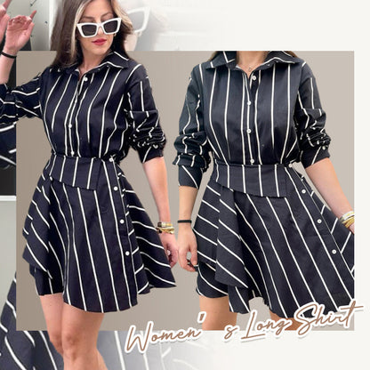 🔥NEW ARRIVAL LIMITED TIME OFFER🔥Women’s Long Shirt with Asymmetrical Wrap Overlay Skirt
