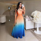 🎉Limited Sale🎉Women's Halter Pleated Gradient Color Dress