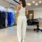 Women's 2-Piece Sleeveless Halter Top and High-Waist Wide-Leg Pants Set