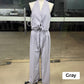 Women's 2-Piece Sleeveless Halter Top and High-Waist Wide-Leg Pants Set