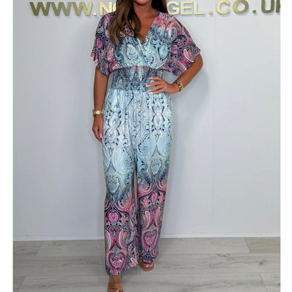 🌷 Summer Hot Sale 50% Off 🩵 Bohemian Print Wide Leg Jumpsuit
