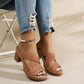 Women's Vintage Hollow-Out Chunky Heeled Slide Sandals