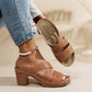 Women's Vintage Hollow-Out Chunky Heeled Slide Sandals