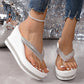 Women's Rhinestone Platform Flip Flops