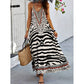 Zebra Leopard Print Slip Maxi Dress