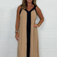 Women's V-Neck Sleeveless Color Block Maxi Dress