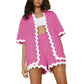 White Wave Cardigan + Shorts 2-Piece Set