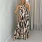Women's Printed Halter Neck Maxi Dress