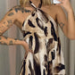 Women's Printed Halter Neck Maxi Dress