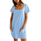 ✨ Square Neck Short Sleeve Pocket Dress | Limited Time Offer