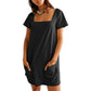 ✨ Square Neck Short Sleeve Pocket Dress | Limited Time Offer