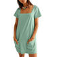 ✨ Square Neck Short Sleeve Pocket Dress | Limited Time Offer