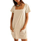 ✨ Square Neck Short Sleeve Pocket Dress | Limited Time Offer