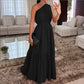 💖Summer New Arrivals 💐Specials⏰Stylish Solid Color One-Shoulder Ruched Waist Long Dress