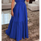 💖Summer New Arrivals 💐Specials⏰Stylish Solid Color One-Shoulder Ruched Waist Long Dress
