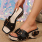 Women’s Wedge Slide Sandals with Studded Strap💕
