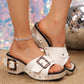 Women’s Wedge Slide Sandals with Studded Strap💕