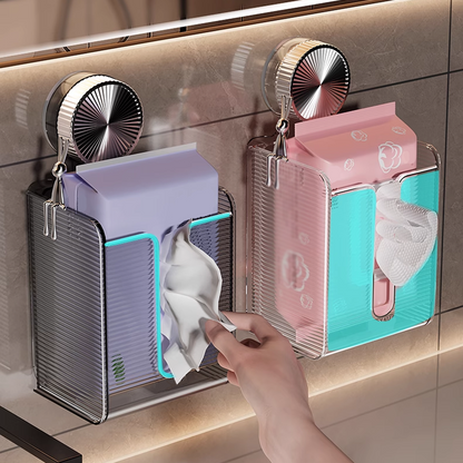 Wall Mounted Suction Cup Transparent Tissue Organizer