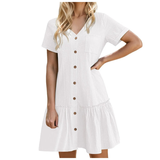 Casual Cotton Linen Dress