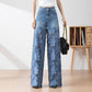 🔥BIG SALE💷Best Price 49% OFF🔥Women's High-Waisted Blue Denim Wide-Leg Pants with Cut-Out Lace Panels