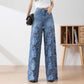 🔥BIG SALE💷Best Price 49% OFF🔥Women's High-Waisted Blue Denim Wide-Leg Pants with Cut-Out Lace Panels