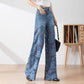 🔥BIG SALE💷Best Price 49% OFF🔥Women's High-Waisted Blue Denim Wide-Leg Pants with Cut-Out Lace Panels