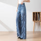 🔥BIG SALE💷Best Price 49% OFF🔥Women's High-Waisted Blue Denim Wide-Leg Pants with Cut-Out Lace Panels