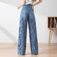 🔥BIG SALE💷Best Price 49% OFF🔥Women's High-Waisted Blue Denim Wide-Leg Pants with Cut-Out Lace Panels