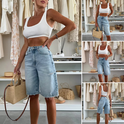Buy 2 Save 10%⏰Last Day Hot Sale!!⌛👖Retro Destroyed Denim Midi Pants