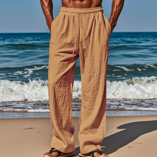 Men's Trendy Linen Loose Fit Pants with Pockets