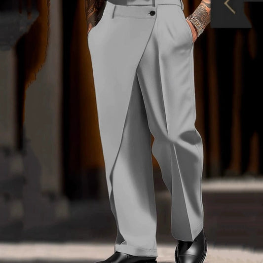 Men's Relaxed Fit Wide-Leg Dress Pants